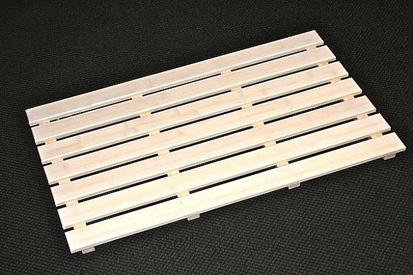 White Bamboo Wooden Slat Mat Floor Bath Mat New 40 Cm X 60 Cm