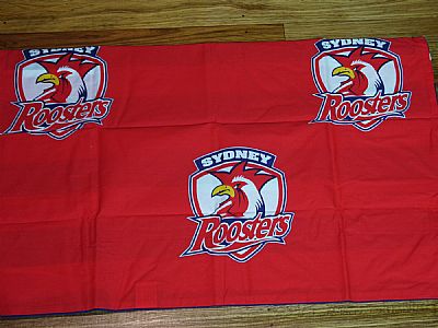 OFFICIAL NRL SYDNEY ROOSTERS  DOUBLE SIDED SINGLE QUILT COVER WITH PILLOWCASE