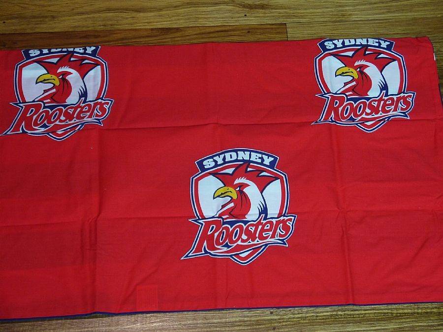 124125 SYDNEY ROOSTERS NRL DOUBLE SIDED SINGLE PILLOW CASE BEDDING 