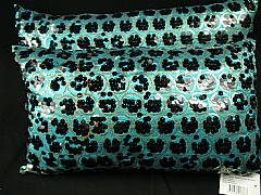 SEQUINS & CIRCLES BLACK & AQUA CUSHION 30 cm X 60 cm RECTANGLE NEW DESIGNER