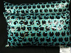 SEQUINS-&-CIRCLES-BLACK-&-AQUA-CUSHION-30-cm-X-50-cm-RECTANGLE-NEW-DESIGNER