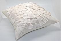 CREAM CUSHION FLOWER 40CM SQUARE TAFFETA POLYESTER WITH INSERT